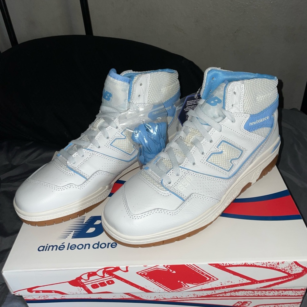 New Balance Aimé Leon Dore White and Light Blue High-Tops